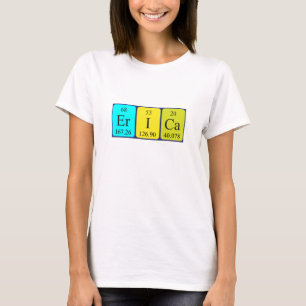 Camisa do nome da mesa periódica da Erica