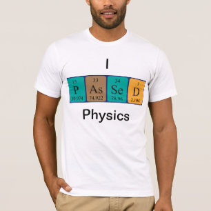Camisa do nome da mesa periódica da física aprovad