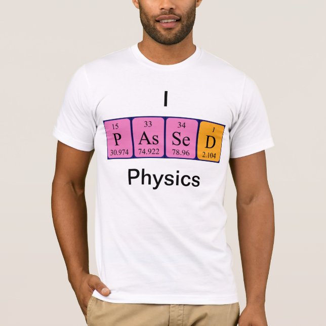 Camisa do nome da mesa periódica da física aprovad (Frente)