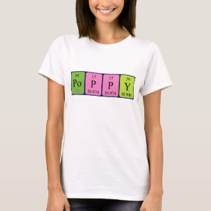 Camisa do nome da mesa periódica da Poppy
