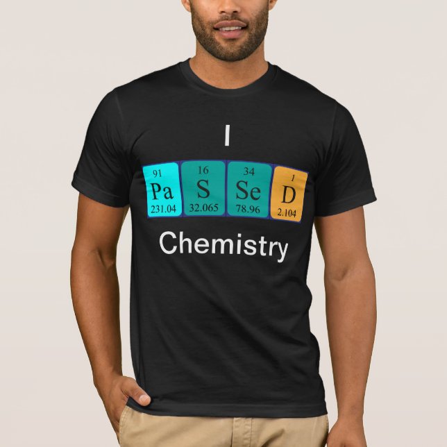 Camisa do nome da mesa periódica da química aprova (Frente)