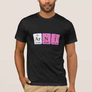 Camisa do nome da mesa periódica de Arni