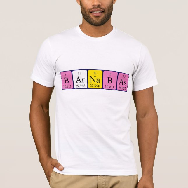 Camisa do nome da mesa periódica de Barnabas (Frente)