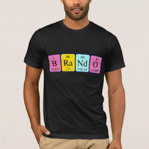 Camisa do nome da mesa periódica de Brando
