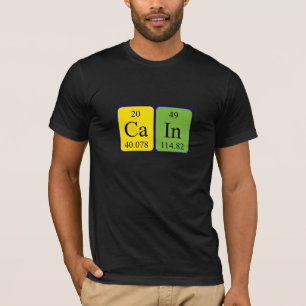Camisa do nome da mesa periódica de Cain
