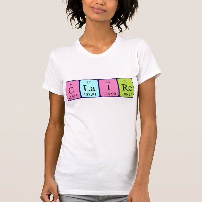 Camisa do nome da mesa periódica de Claire (Frente)