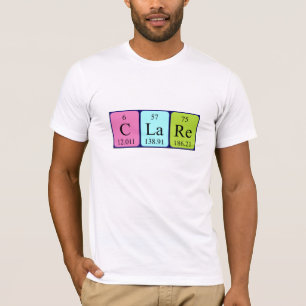Camisa do nome da mesa periódica de Clare