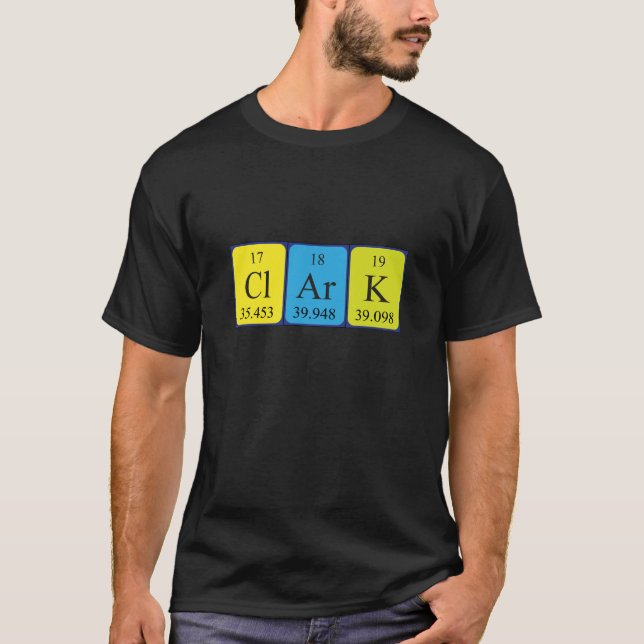 Camisa do nome da mesa periódica de Clark (Frente)