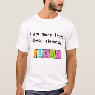 Camisa do nome da mesa periódica de Dustin