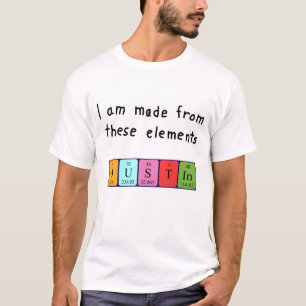 Camisa do nome da mesa periódica de Dustin
