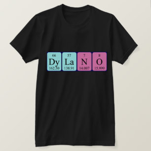 Camisa do nome da mesa periódica de Dylano