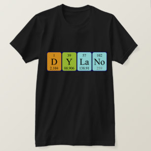 Camisa do nome da mesa periódica de Dylano