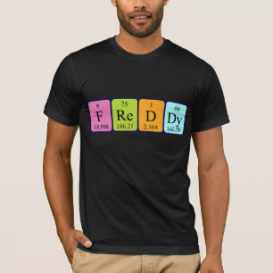 Camisa do nome da mesa periódica de Freddy