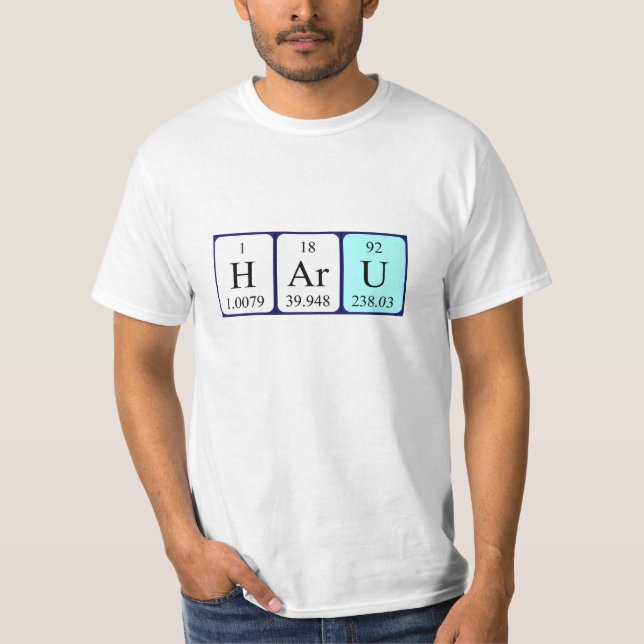 Camisa do nome da mesa periódica de Haru (Frente)