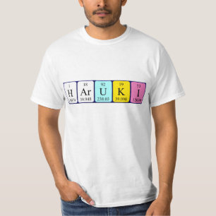 Camisa do nome da mesa periódica de Haruki