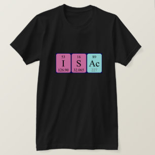 Camisa do nome da mesa periódica de Isac