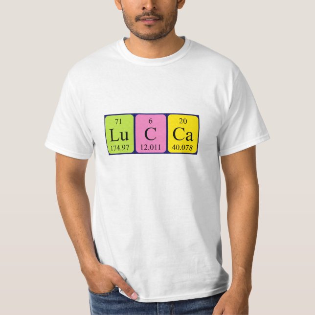 Camisa do nome da mesa periódica de Lucca (Frente)