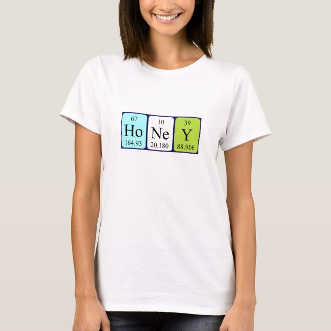 Camisa do nome da mesa periódica de mel (Frente)