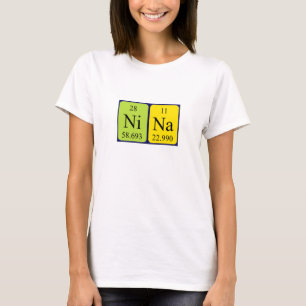 Camisa do nome da mesa periódica de Nina
