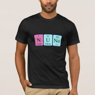 Camisa do nome da mesa periódica de Nuno