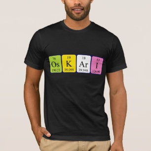 Camisa do nome da mesa periódica de Oskari