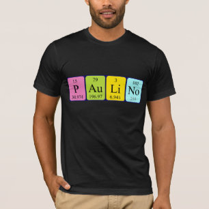 Camisa do nome da mesa periódica de Paulino