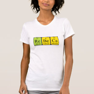 Camisa do nome da mesa periódica de Rebeca