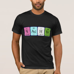 Camisa do nome da mesa periódica de Sachin