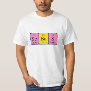 Camisa do nome da mesa periódica de Sebas