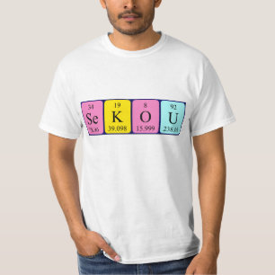 Camisa do nome da mesa periódica de Sekou