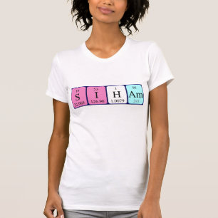 Camisa do nome da mesa periódica de Siham