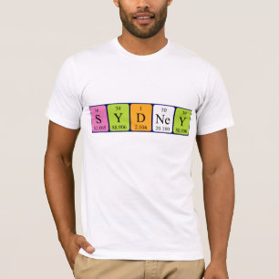 Camisa do nome da mesa periódica de Sydney