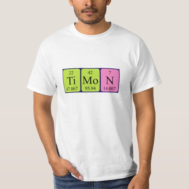 Camisa do nome da mesa periódica de Timon (Frente)