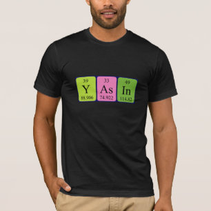 Camisa do nome da mesa periódica de Yasin