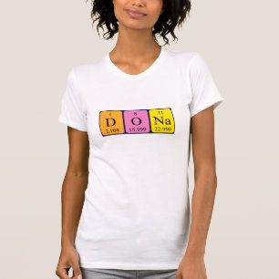 Camisa do nome da mesa periódica do Dona