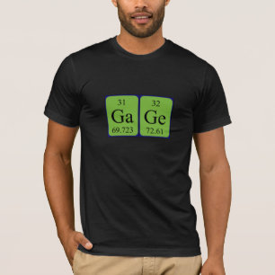 Camisa do nome da mesa periódica do gage
