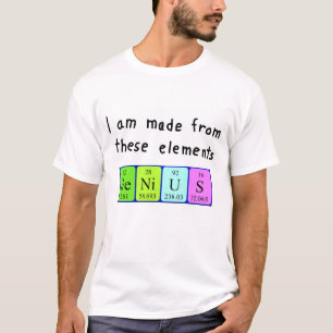 Camisa do nome da mesa periódica do gênio