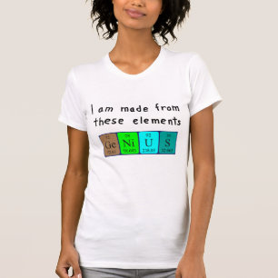 Camisa do nome da mesa periódica do gênio