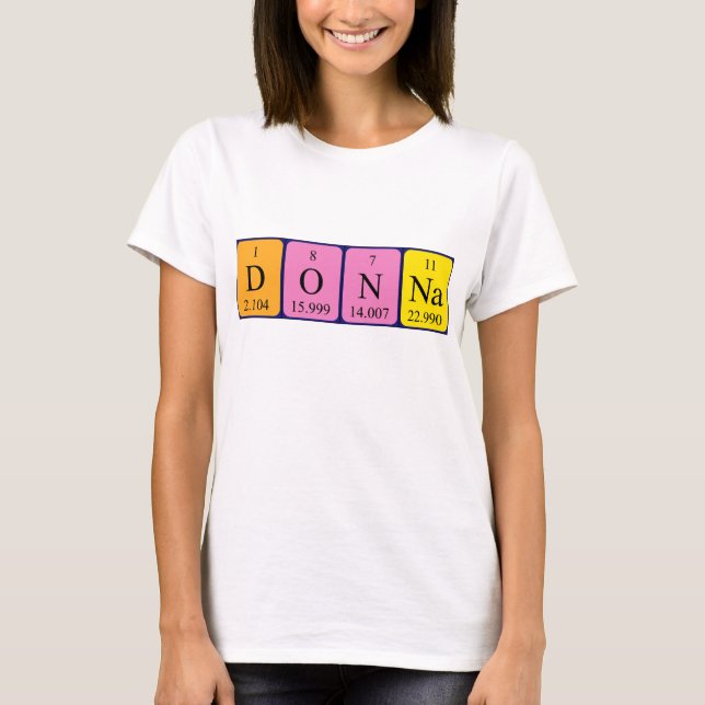 Camisa do nome da mesa periódica Donna (Frente)