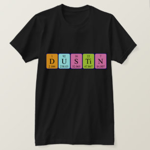 Camisa do nome da mesa periódica Dustin