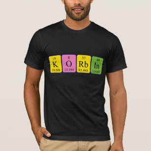 Camisa do nome da mesa periódica Korbin