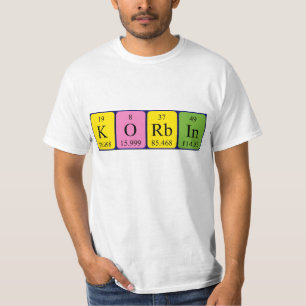 Camisa do nome da mesa periódica Korbin