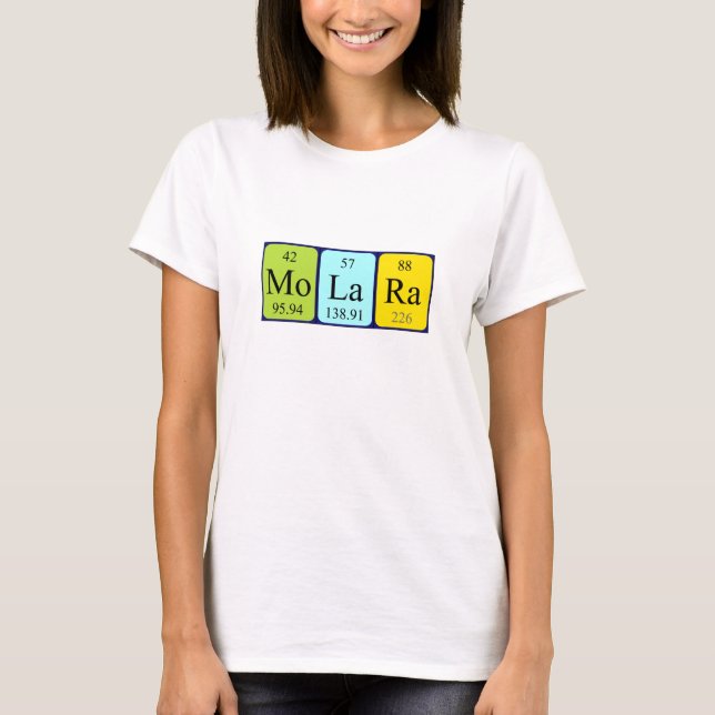 Camisa do nome da mesa periódica Molara (Frente)