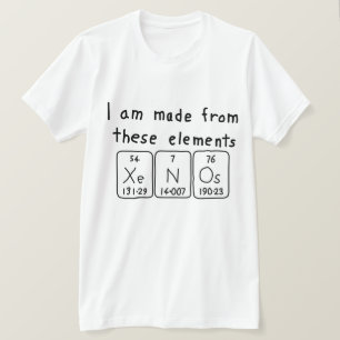 Camisa do nome da mesa periódica Xenos