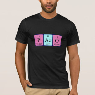 Camisa do nome periódico da mesa Paco