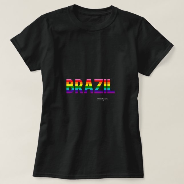 Camisa do Orgulho Brasil | Bandeira arco-íris W. (Frente do Design)