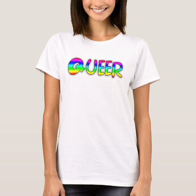 Camisa do Orgulho LGBT da Rainbow Queer (Frente)