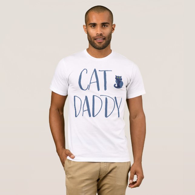 Camisa do pai do gato branco e azul (Frente Completa)