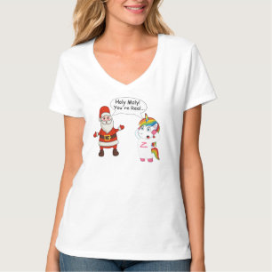 Camisa do Papai Noel Falando Com Unicórnio - T Chr