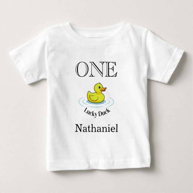 Camisa do Pato da Sorte para o 1º Aniversário (Frente)